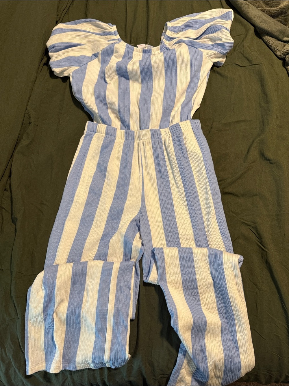 Old Navy Blue and White Striped Girls Romper Jumpsuit